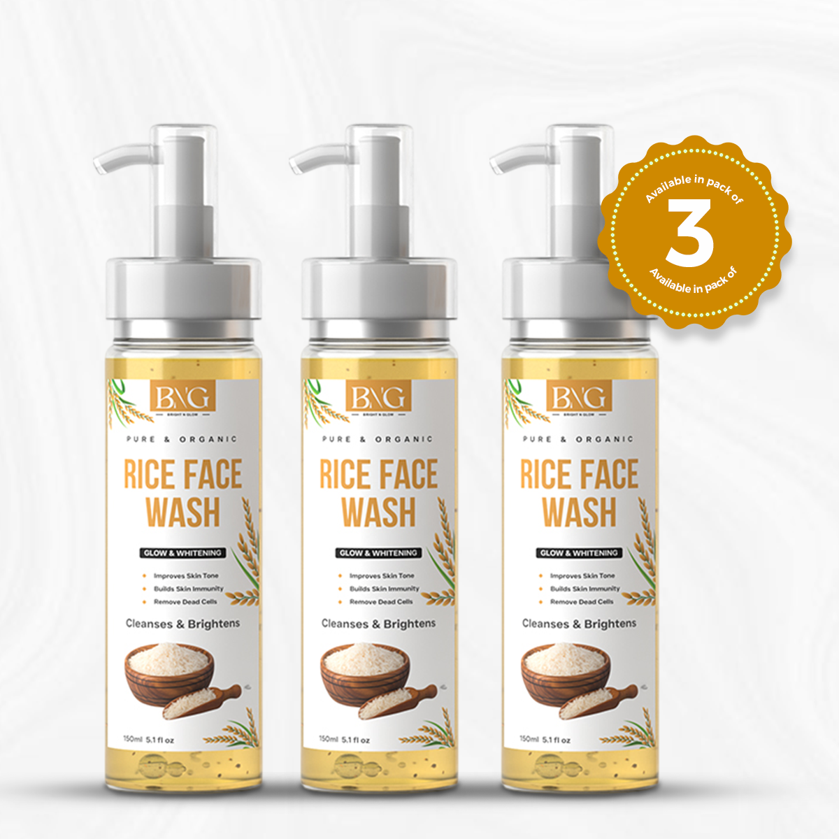 Pack of 3 Rice Facewash